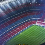 Vista aérea del Spotify Camp Nou de Barcelona en proceso de reforma, el estadio con mayor inversión total del fútbol español con 1.450 millones de euros y 105.000 asientos previsto para 2027