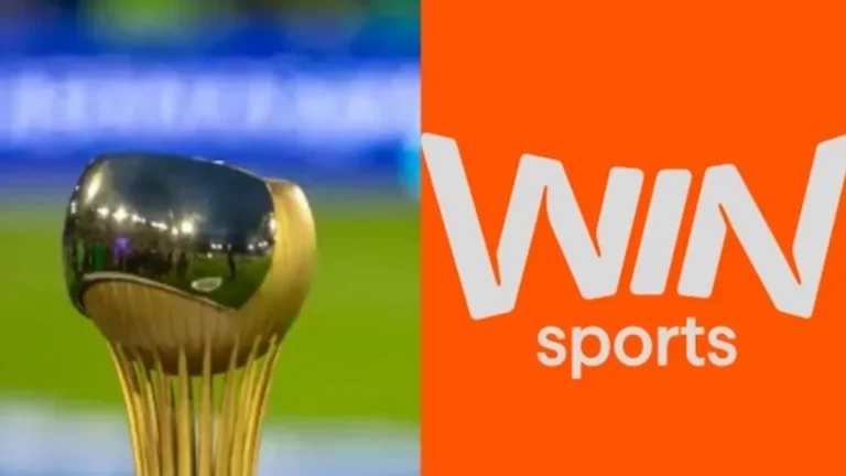 Trofeo del fútbol colombiano junto al logo de Win Sports, plataforma televisiva con acuerdo extraoficial de 91 millones de dólares anuales con la Dimayor para los derechos de televisión del fútbol colombiano hasta 2027