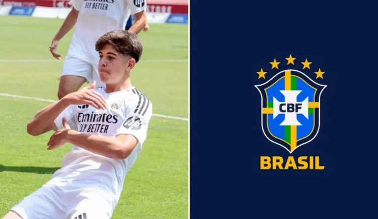 Bryan Bugarín con la camiseta del Real Madrid durante un partido de categorías inferiores en Valdebebas.