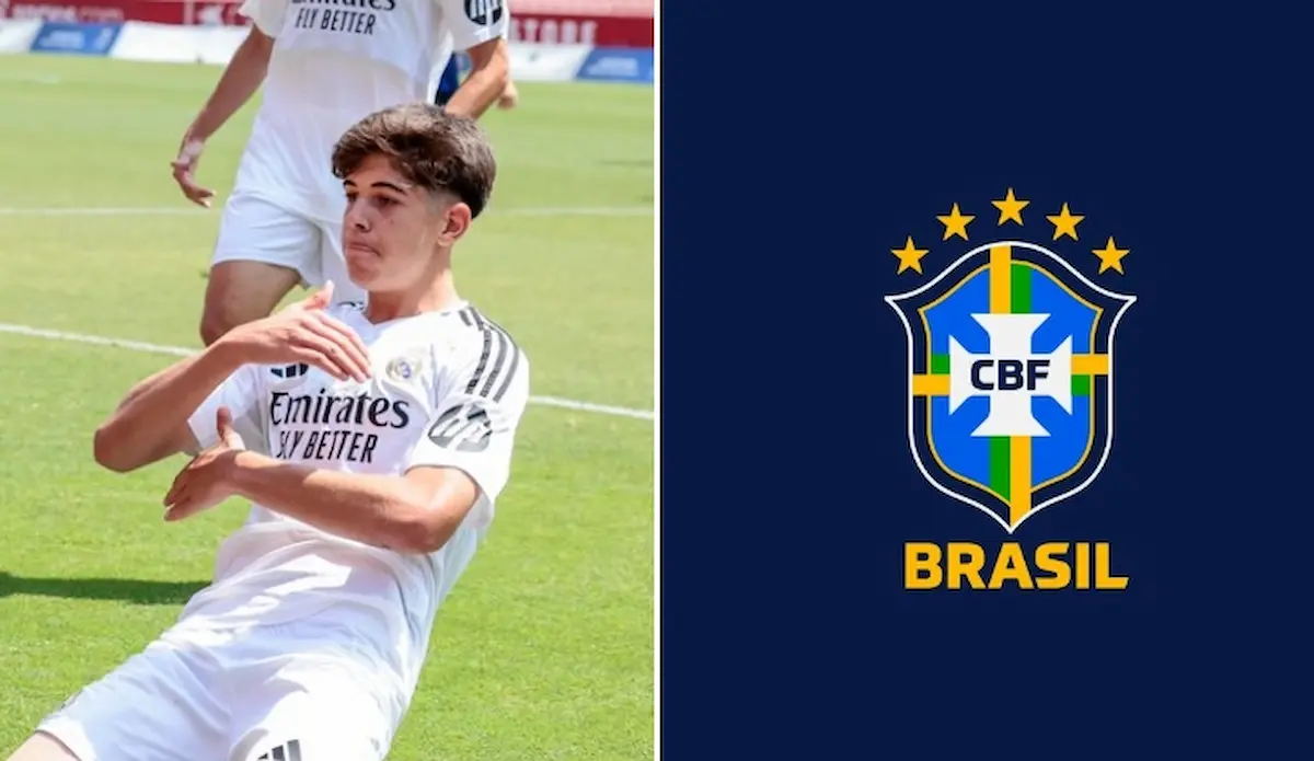 Bryan Bugarín con la camiseta del Real Madrid durante un partido de categorías inferiores en Valdebebas.