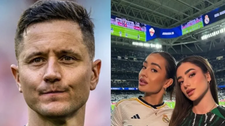 Composición que muestra al futbolista Ander Herrera y, en paralelo, a dos creadoras de contenido grabándose en un estadio de fútbol.