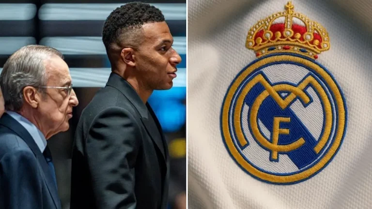Escudo del Real Madrid bordado en una camiseta blanca oficial