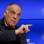 Javier Tebas, presidente de LaLiga, durante una intervención pública en un foro de economía deportiva