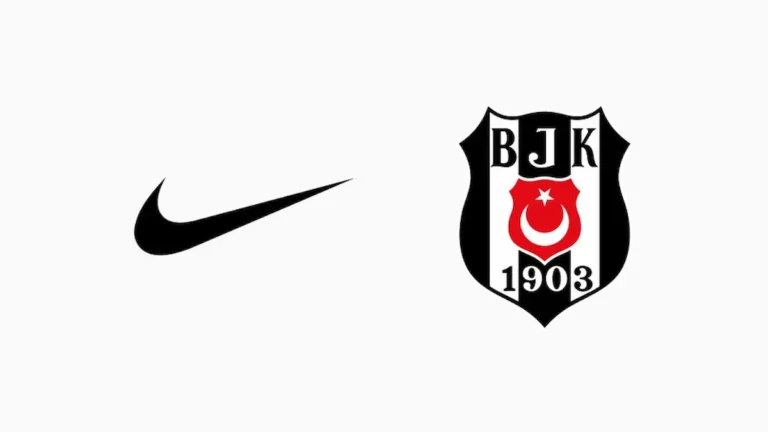 Logos de Nike y Beşiktaş JK sobre fondo blanco, confirmando el acuerdo de patrocinio técnico entre la marca deportiva estadounidense y el club turco