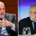 Javier Tebas, presidente de LaLiga, y Florentino Pérez, presidente del Real Madrid, representan dos modelos opuestos de gestión del fútbol español: el modelo centralizado de la liga frente al modelo de marca global del club más laureado de Europa