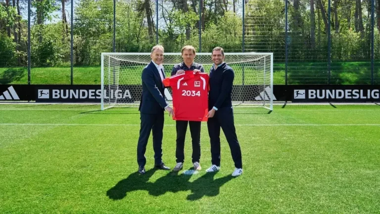 Balón oficial Adidas de la Bundesliga sobre el césped con el logotipo de la DFL