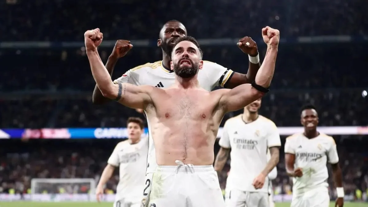Imagen destacada sobre Dani Carvajal celebra un gol con el Real Madrid Apuesta a este partido aquí La Liga 1 X 2 Real Madri