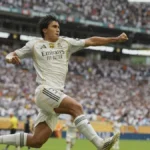 Gonzalo García celebrando un gol con la camiseta del Real Madrid en el Mundial de Clubes