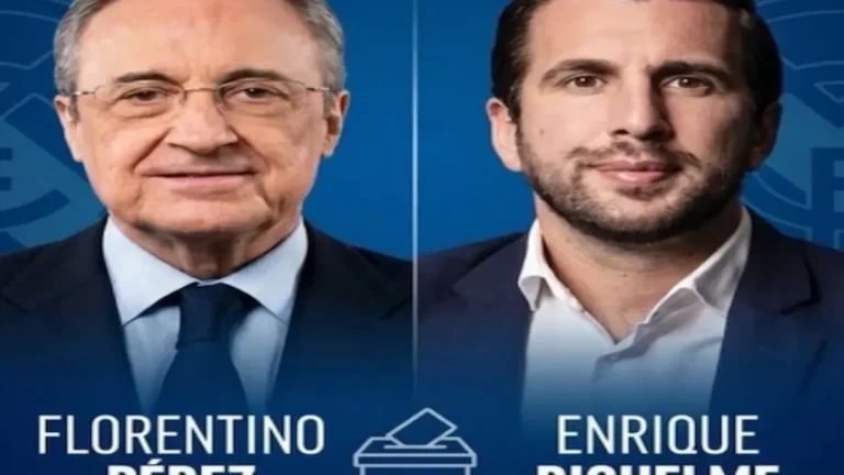 Florentino Pérez y Enrique Riquelme, candidatos a la presidencia del Real Madrid en junio de 2026
