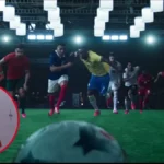 Nico Williams con la camiseta número 17 de la selección española junto a escena del rodaje del anuncio Nike Rip the Script para el Mundial 2026