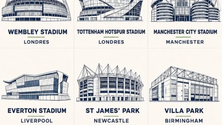 Ilustraciones de los nueve estadios de la Eurocopa 2028 en Reino Unido e Irlanda con su ciudad