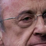 Florentino Pérez con gesto serio en una comparecencia del Real Madrid