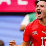 Rubén Vargas celebra un gol con la camiseta de Suiza en el Mundial 2026