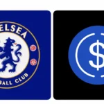 Escudo del Chelsea FC junto al logo de Circle USDC sobre fondo negro anunciando el acuerdo de patrocinio de camiseta