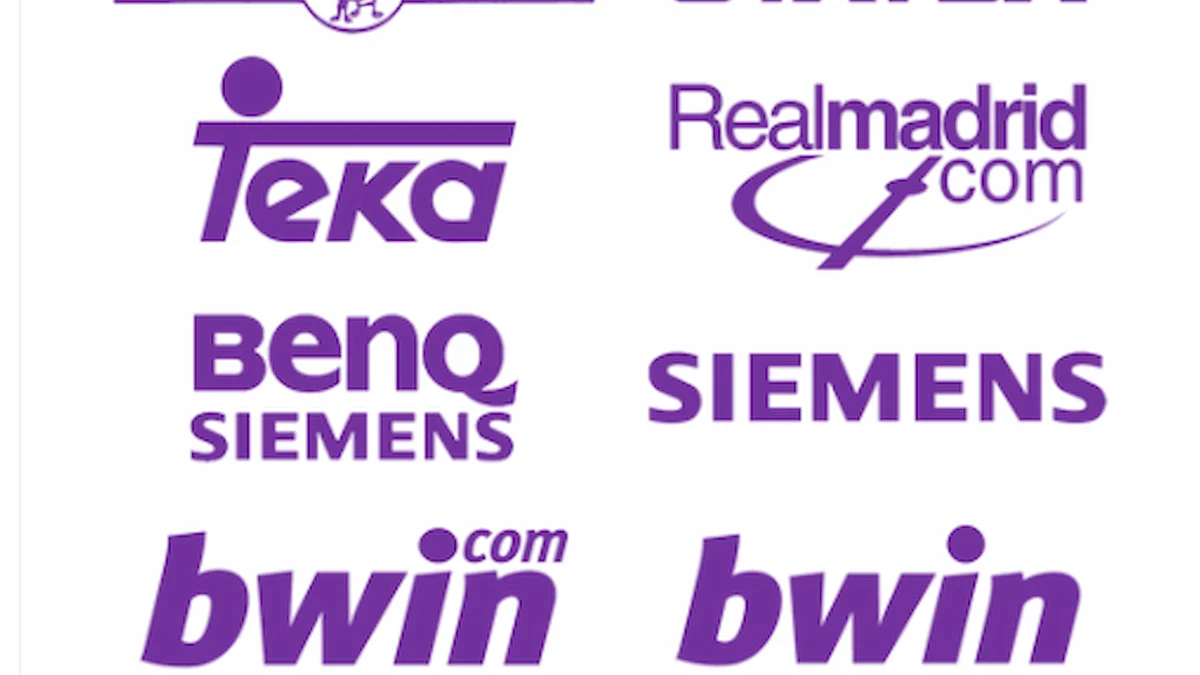 Collage con los logotipos de los patrocinadores que ha lucido la camiseta del Real Madrid desde 1982